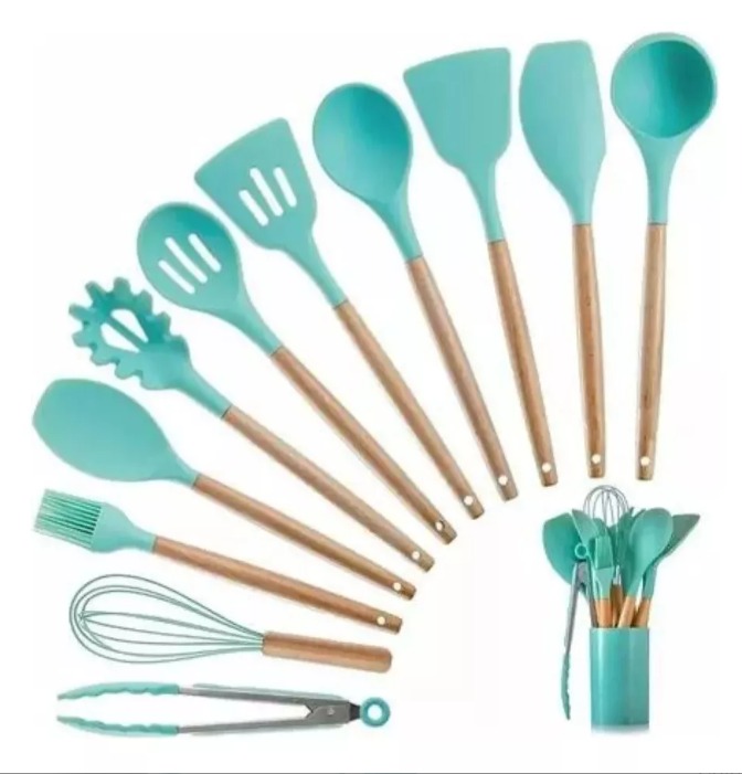 Set Utensilios De Cocina Silicona X12 Pz